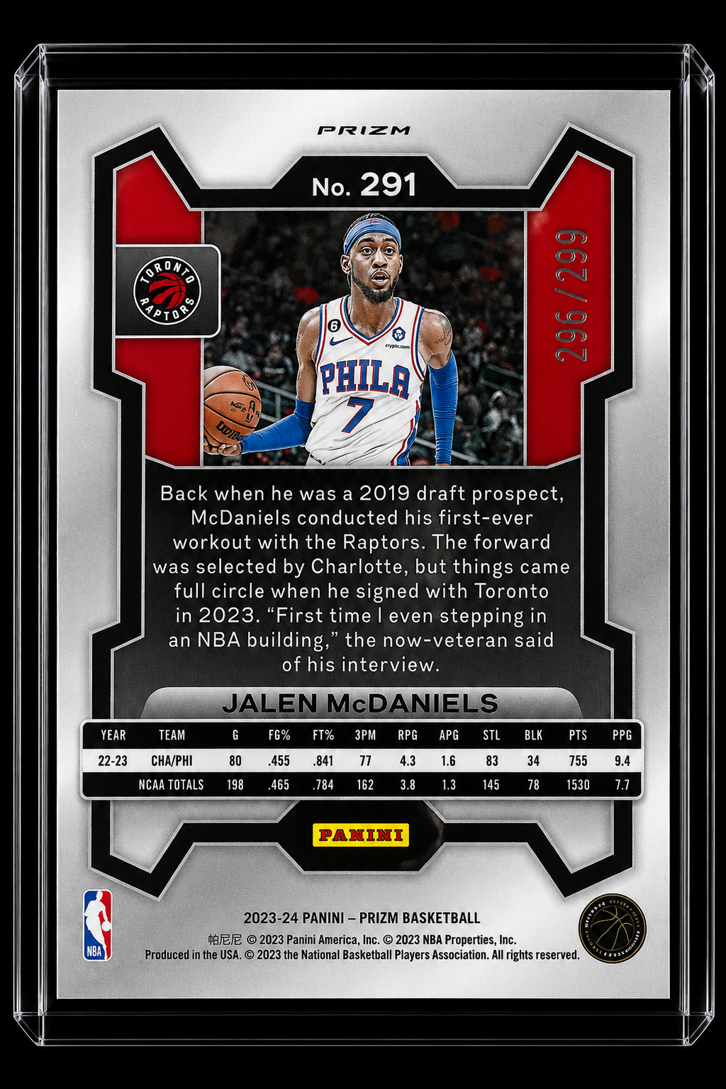 23-24 Prizm Jalen McDaniels RED 296/299