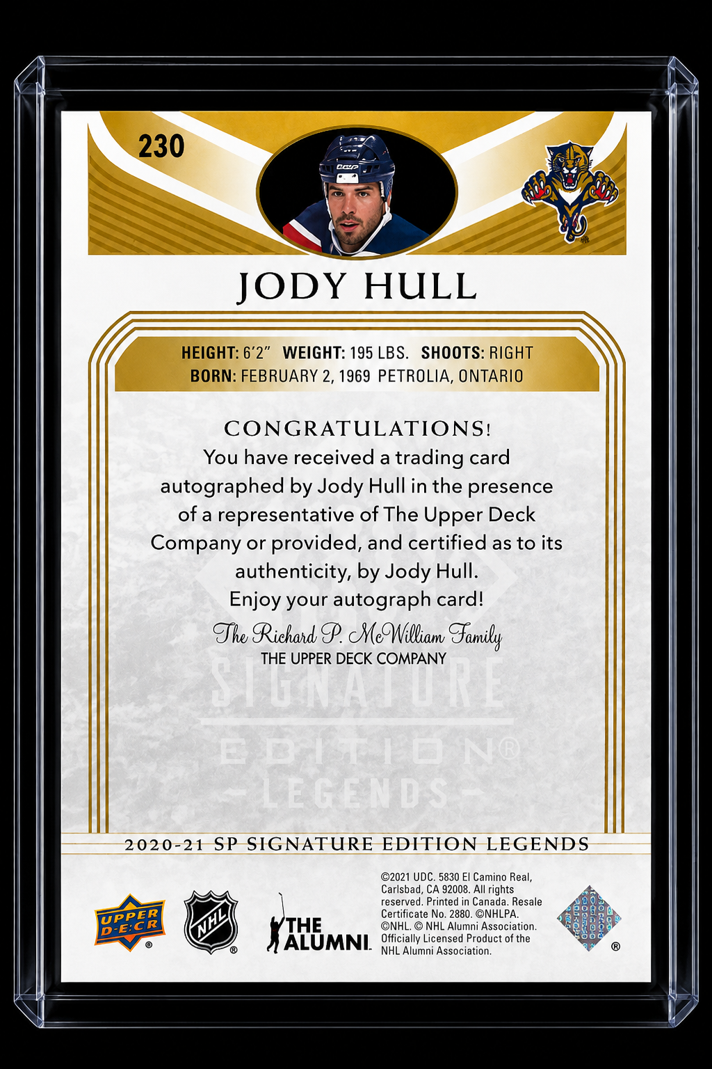 20-21 SP Signatur Jody Hull ON-CARD Autograph